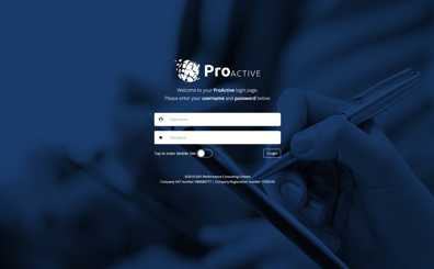 Image of the login screen for the Pro Active ISO management software